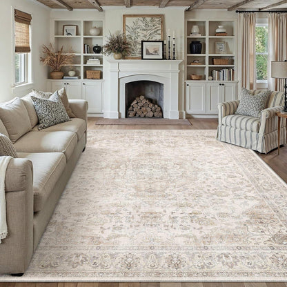 Vintage Teppich Wohnzimmer 200x300cm Beige Waschbar