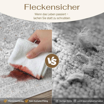Grauer Wohnzimmerteppich 160x230cm – Waschbar & Rutschfest