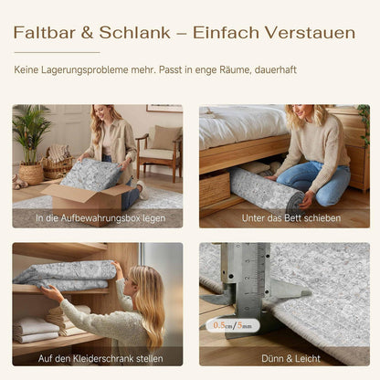 Grauer Wohnzimmerteppich 160x230cm – Waschbar & Rutschfest