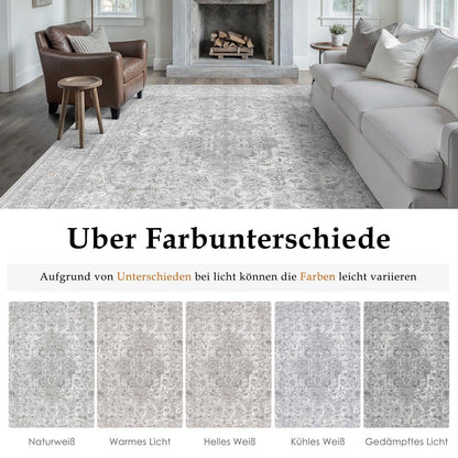 Grauer Wohnzimmerteppich 160x230cm – Waschbar & Rutschfest