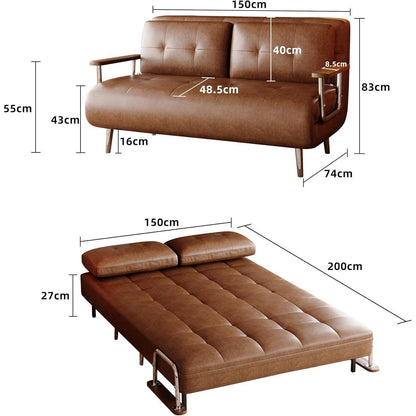 Braunes Schlafs Sofa in Lederoptik – 150 cm