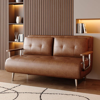 Braunes Schlafs Sofa in Lederoptik – 150 cm