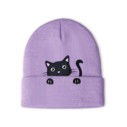 Katzenmütze Mädchen Winterbeanie Lila mit Katzenohren