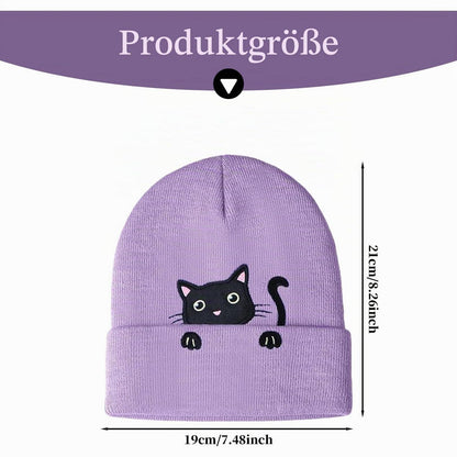 Katzenmütze Mädchen Winterbeanie Lila mit Katzenohren