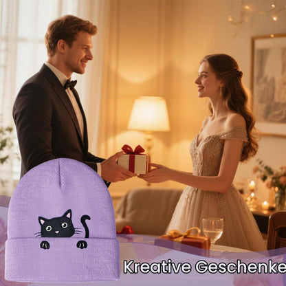 Katzenmütze Mädchen Winterbeanie Lila mit Katzenohren