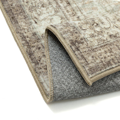 Grüner Braun Wohnzimmerteppich 160x230cm – Waschbar & Vintage