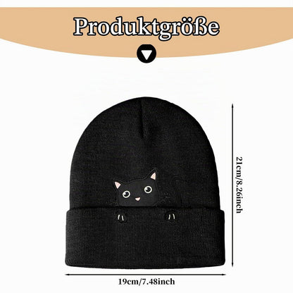 Katzenmütze Mädchen Winterbeanie Lila mit Katzenohren