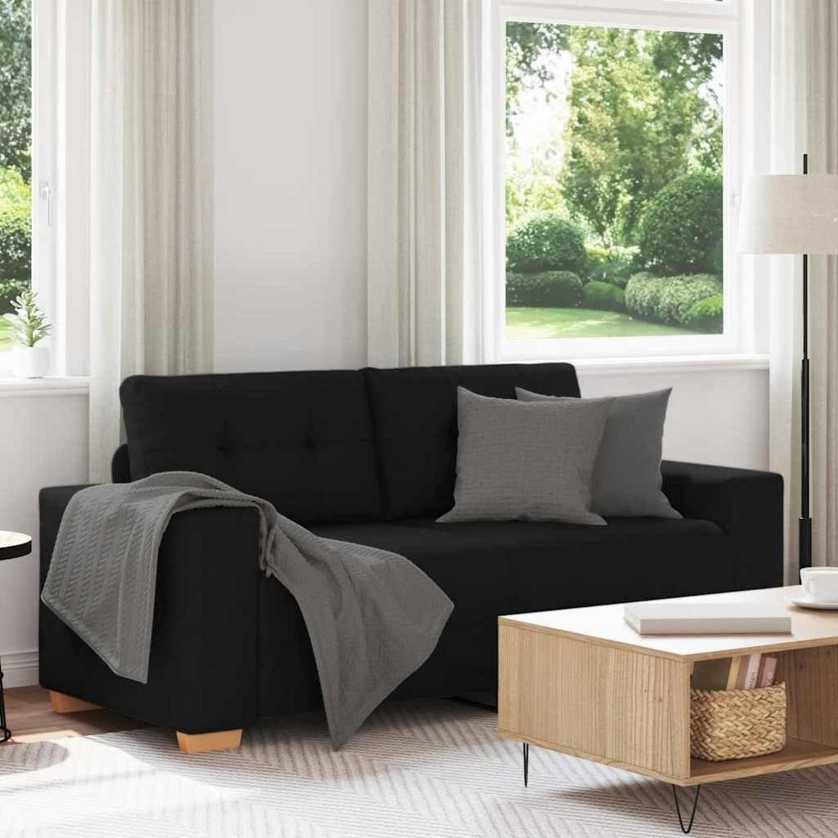 Modernes Sofa Schwarz 140cm – Stoff & Wohnzimmer