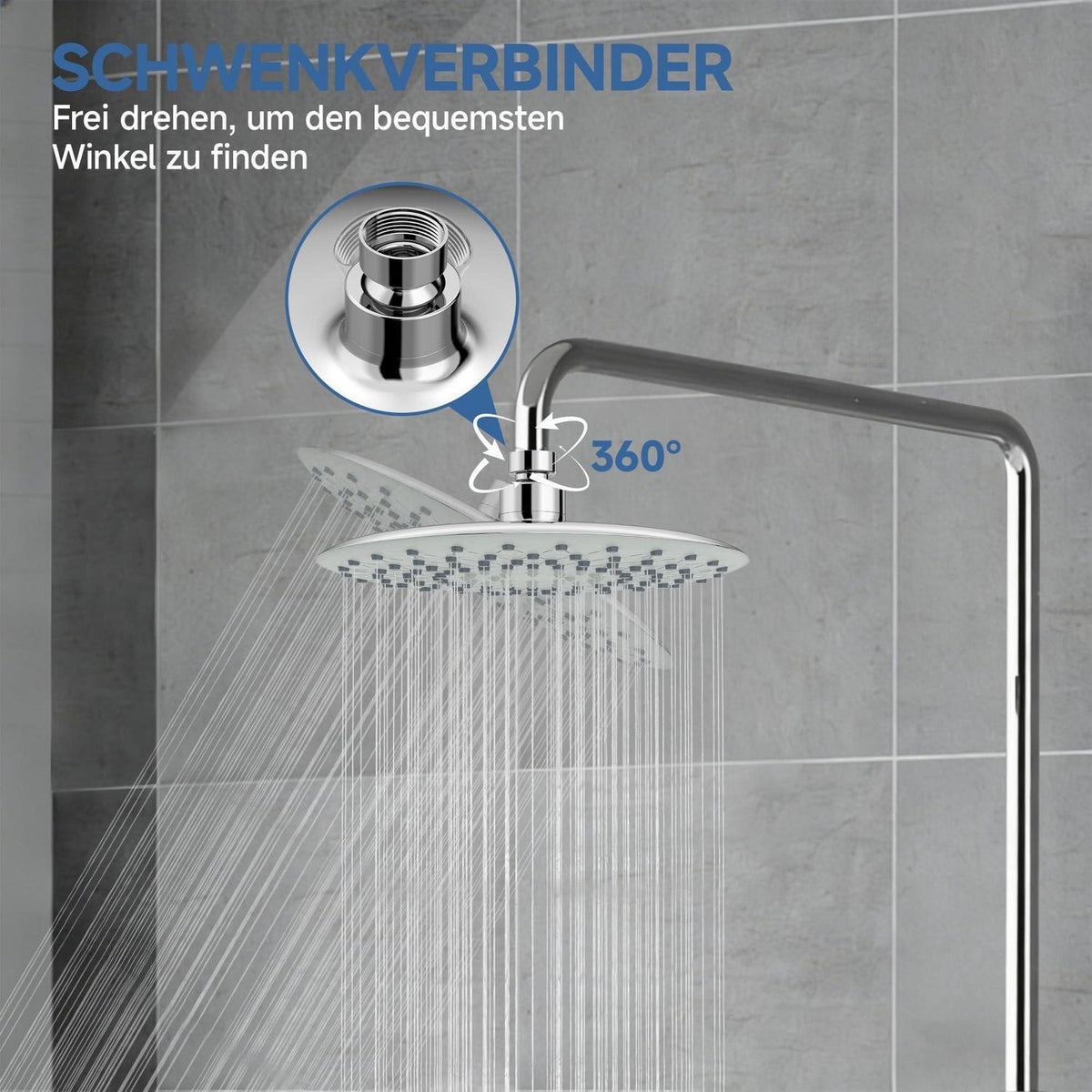 9 Zoll Regendusche mit Anti-Kalk-Düsen & Wassersparfunktion