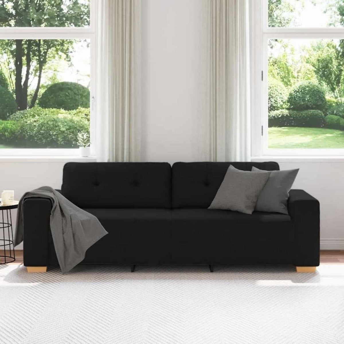 Modernes Sofa Schwarz 180 cm – Stoff & Wohnzimmer