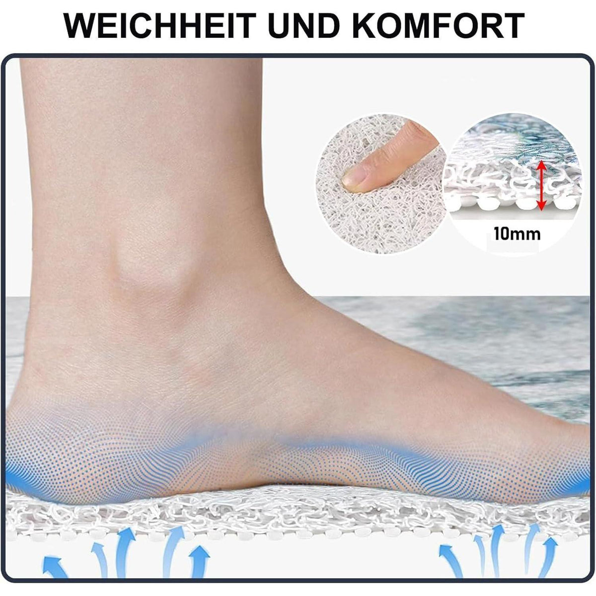 Rutschfeste Duschmatte Luffa 150x160 cm mit Ablaufloch
