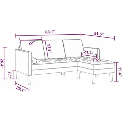 L-förmiges Ecksofa Wolken Grau Stoffsofa 173x131x67cm