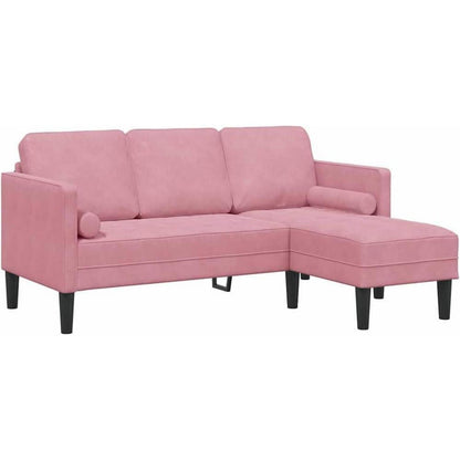 Ecksofa Staubrosa Samt 173x131x67cm - Modernes Wohnzimmer Sofa
