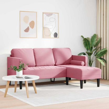 Ecksofa Staubrosa Samt 173x131x67cm - Modernes Wohnzimmer Sofa
