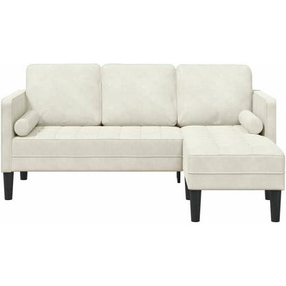 Ecksofa L-Form Creme Samt 173x131x67cm – Modernes Wohnzimmer Sofa
