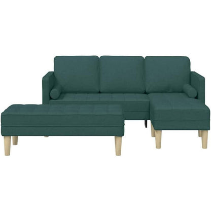 Dunkelgrünes L-förmiges Sofa mit Bank – Modernes Wohnzimmer Sofa