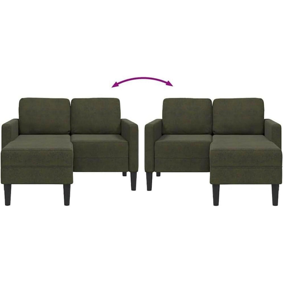 Ecksofa 2er mit Chaiselongue Armeegrün – Komfortables Wohnzimmer Sofa