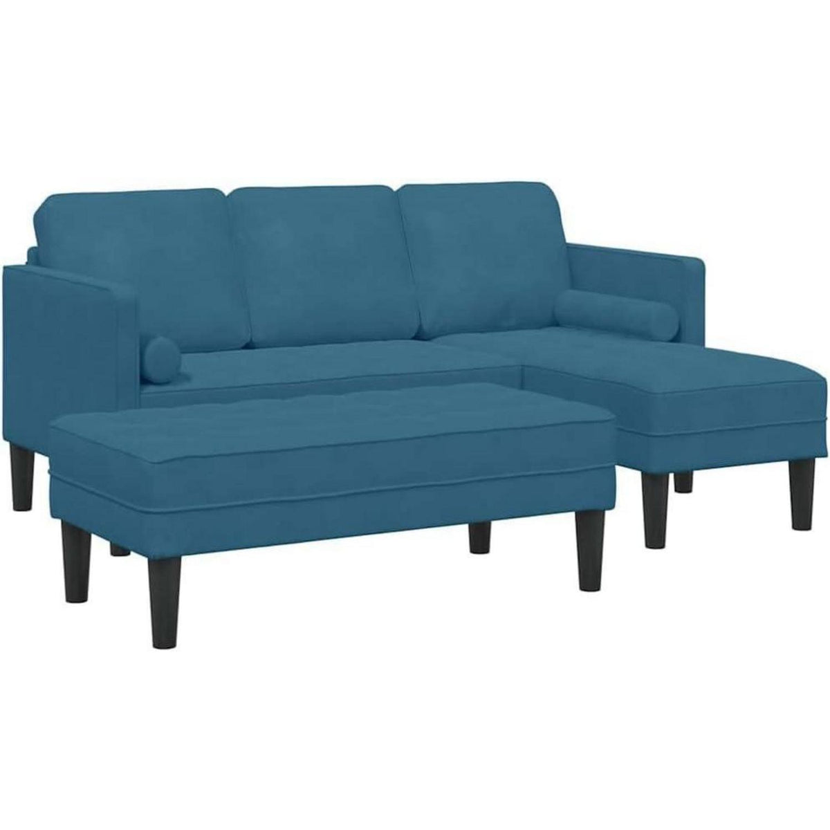 Blaues Ecksofa Samt 173x131x67cm – Modernes Sofa Set