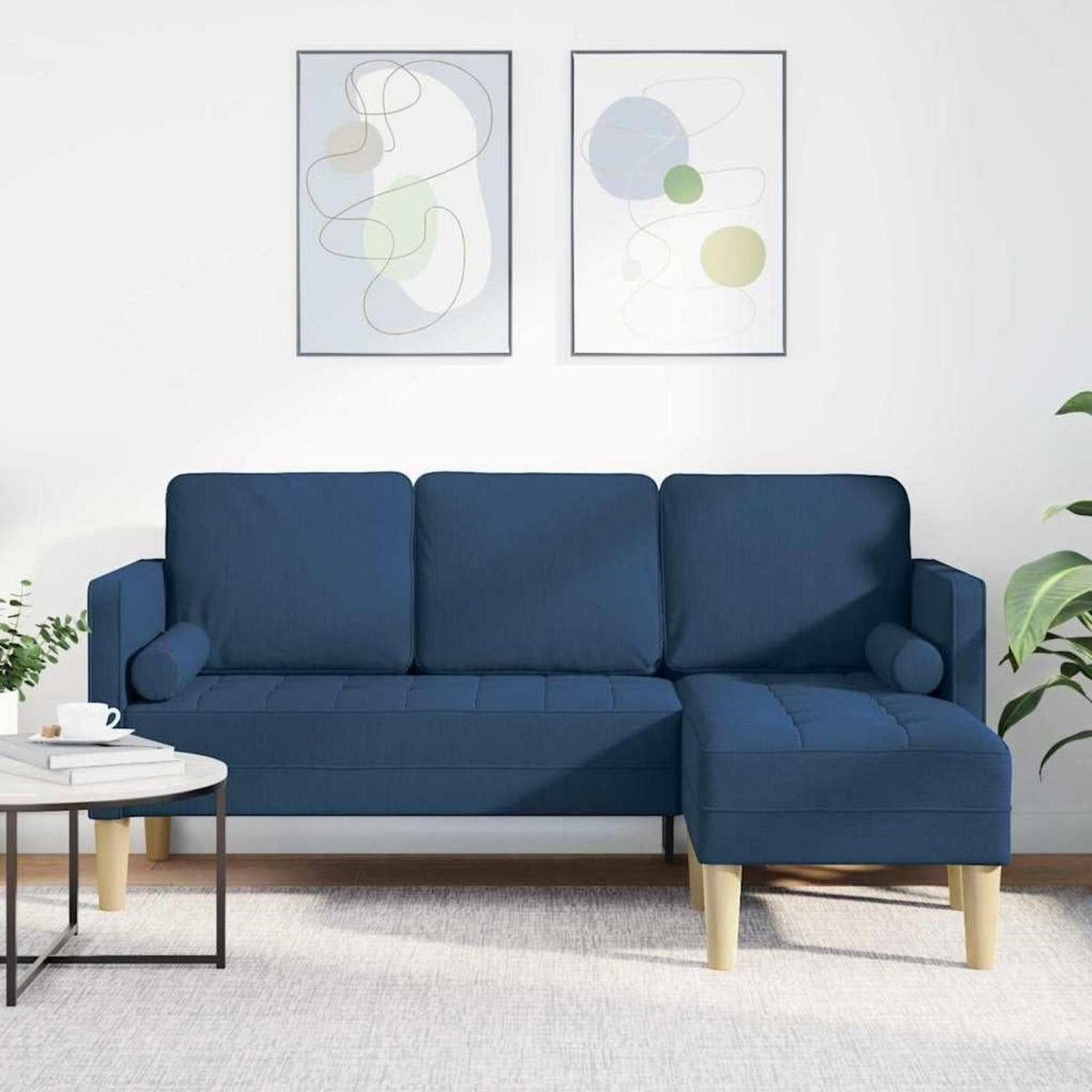 Blaues L-förmiges Ecksofa Stoff 173x131x67 cm – Modernes Wohnzimmer Sofa