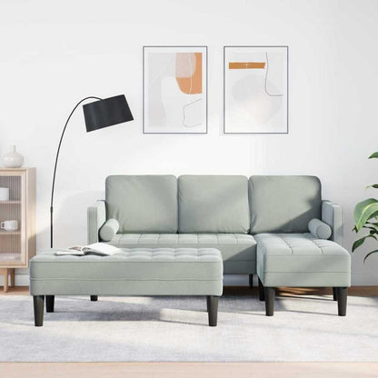 Ecksofa L Form Sofa Set Hellgrau Samt 173x131x67cm