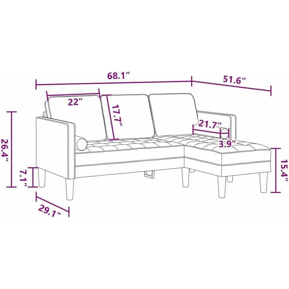 Ecksofa L Form Sofa Set Hellgrau Samt 173x131x67cm