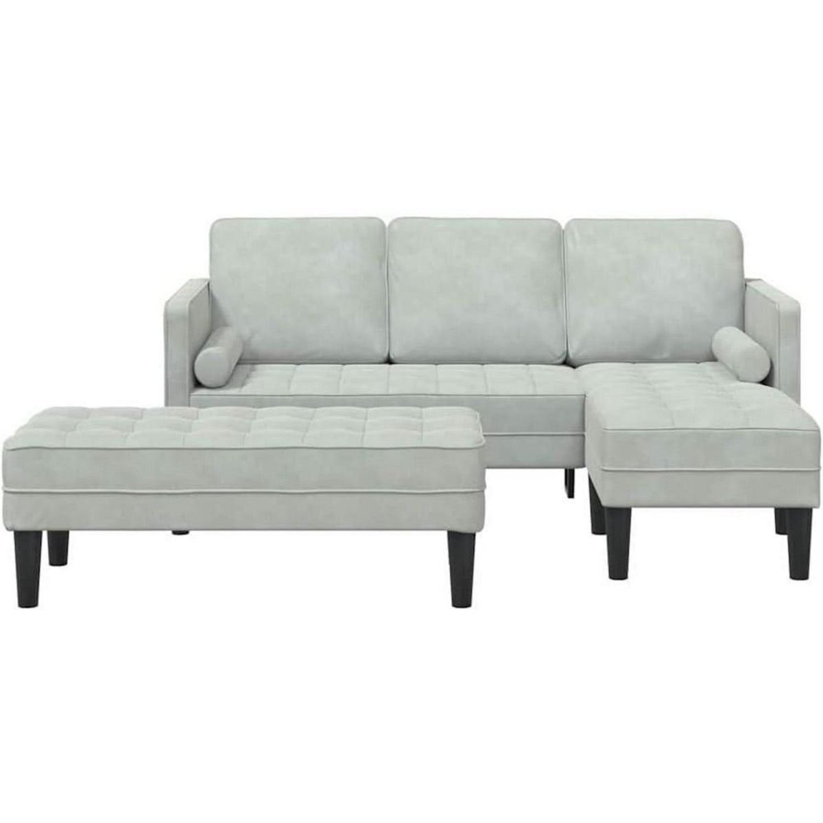 Ecksofa L Form Sofa Set Hellgrau Samt 173x131x67cm