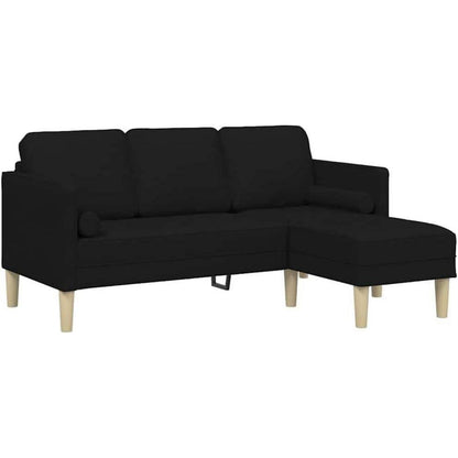 Ecksofa Schwarz Stoff 173x131x67cm – Modernes Wohnzimmer Sofa
