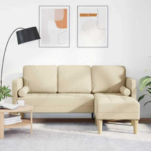 Cremefarbenes L-Form Ecksofa Stoff 173x131x67 cm