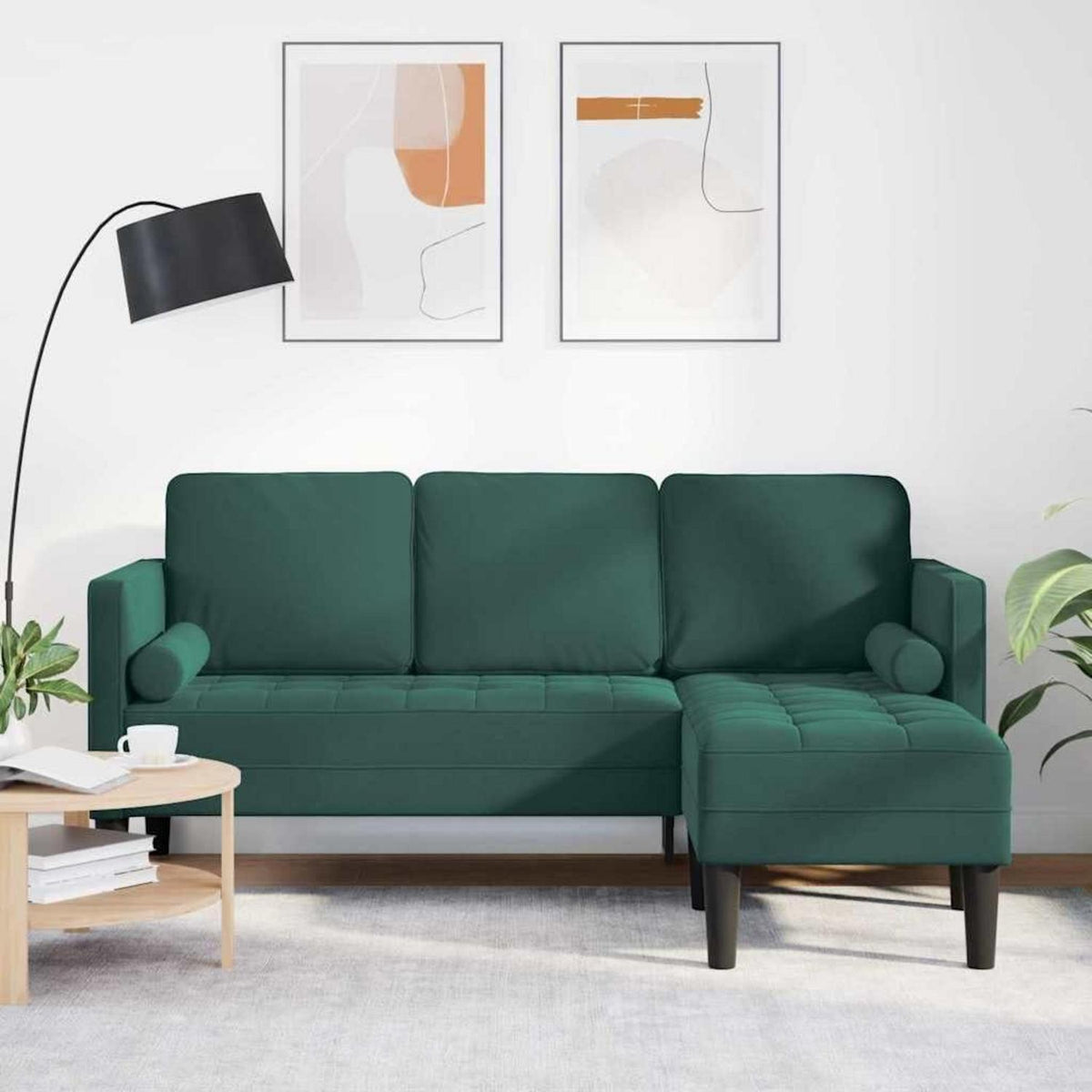 Dunkelgrünes Ecksofa Samt 173x131x67cm – Modernes Sofa Set