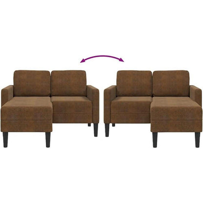 L-förmiges Ecksofa mit Chaiselongue, Braun, 125 cm