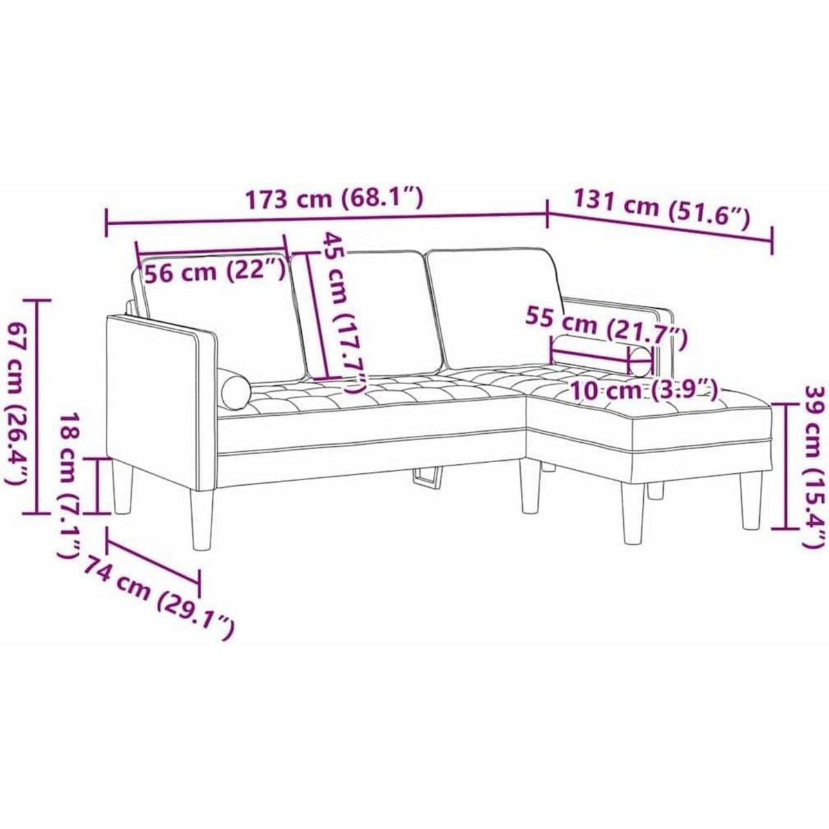 Dunkelgraues L-Form Ecksofa mit Stoffbezug