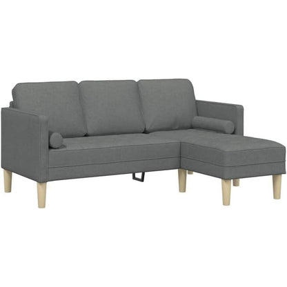 Dunkelgraues L-Form Ecksofa mit Stoffbezug