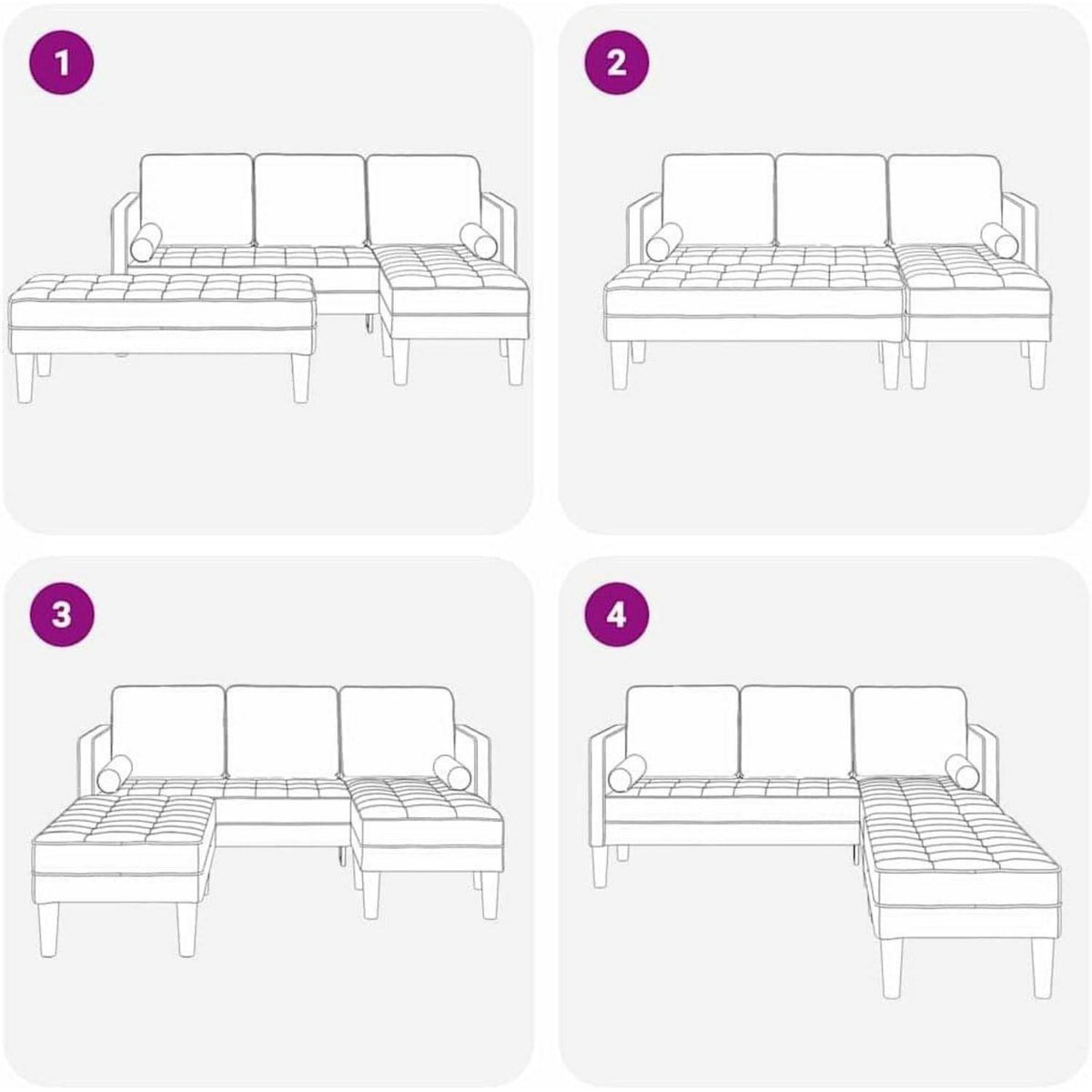 Dunkelgraues L-Form Ecksofa mit Stoffbezug