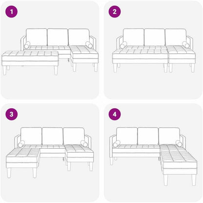 Dunkelgraues L-Form Ecksofa mit Stoffbezug