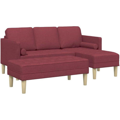 L-förmiges Ecksofa Weinrot, Stoffsofa 173x131x67cm