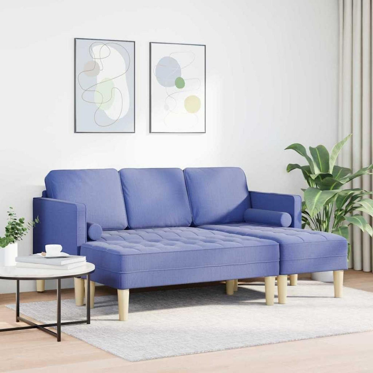 L-förmiges Ecksofa Jeansblau – Modernes Sofa Set