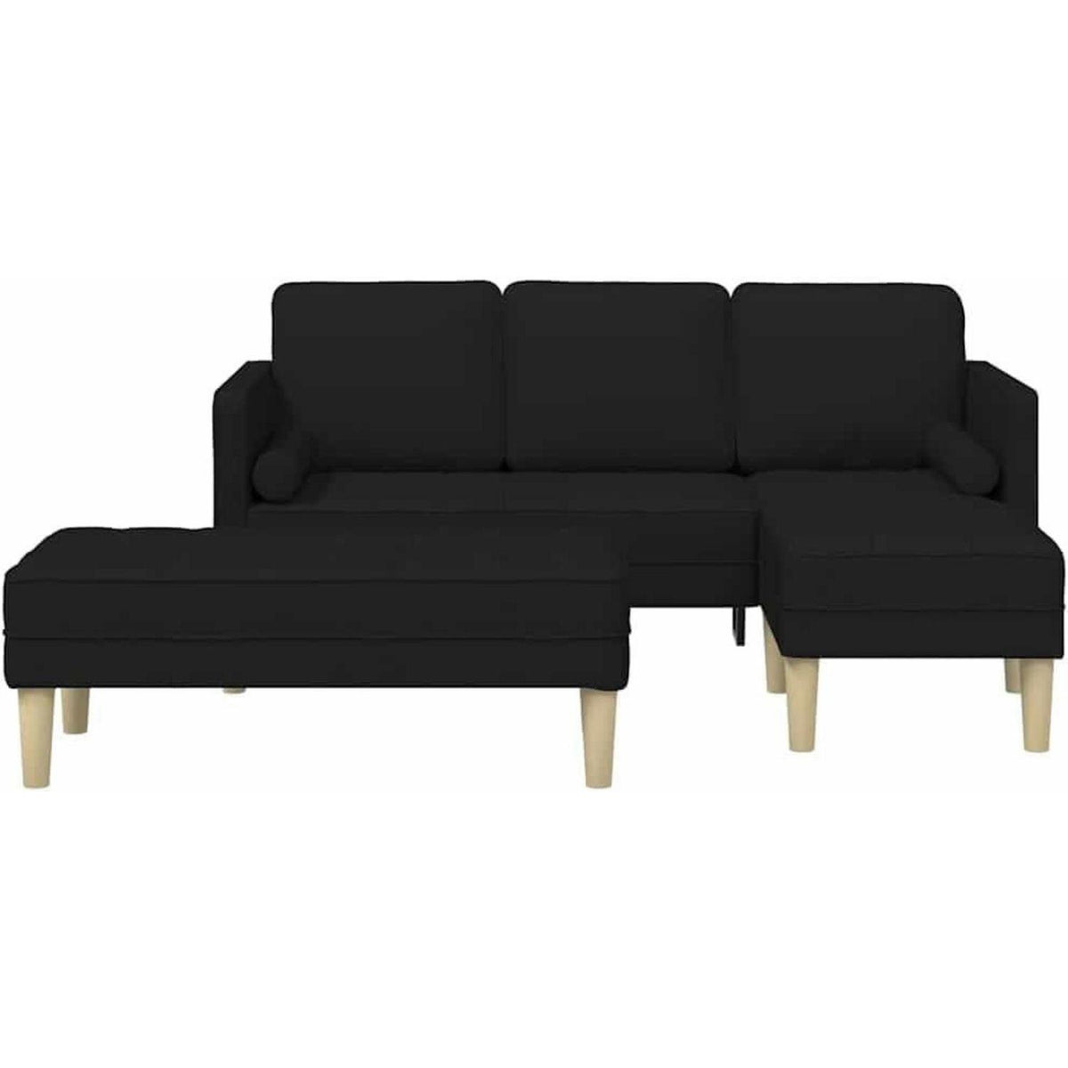 L-förmiges Ecksofa Schwarz Stoff 173x131x67 cm
