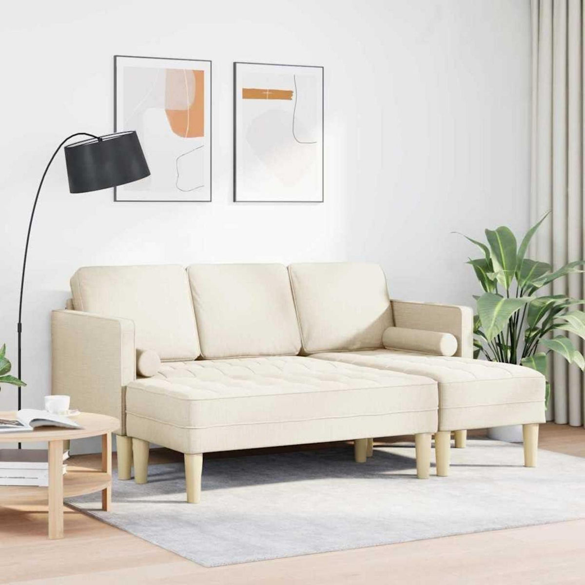L-förmiges Ecksofa Leinen Stoffsofa 173x131x67 cm