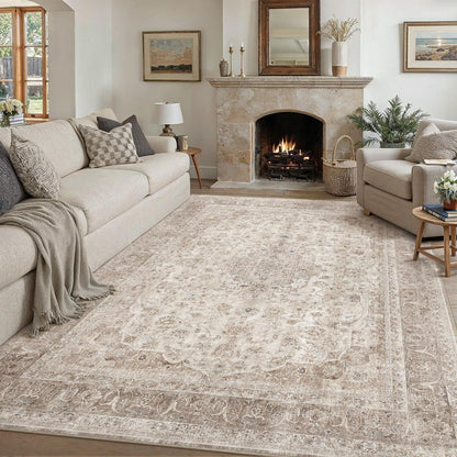 Waschbarer Wohnzimmerteppich Beige 300x400cm Kurzflor