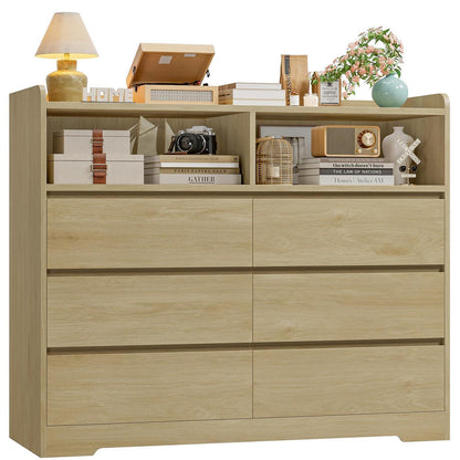 Kommode 6 Schubladen Eiche 120cm - Sideboard für Schlafzimmer