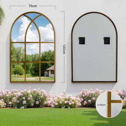 Gotischer Bogenspiegel 75x120cm - Wandspiegel für Garten & Wohnzimmer