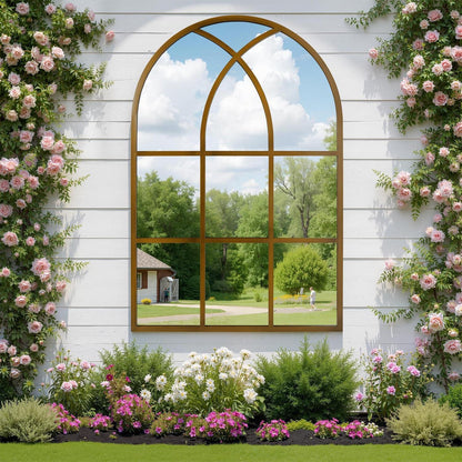 Gotischer Bogenspiegel 75x100cm – Wandspiegel für Garten & Wohnzimmer