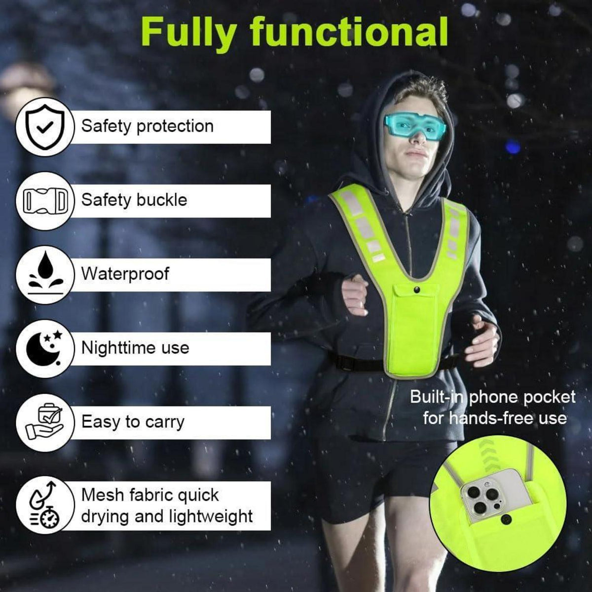 Reflektierende Sicherheitsweste Set für Laufen & Radfahren