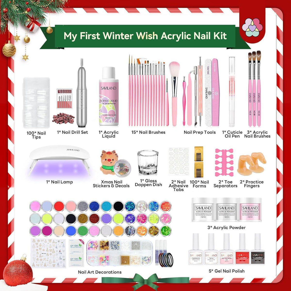 Acryl Nagelset Weihnachten – 24 Tage Maniküre Geschenkset