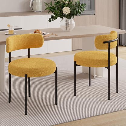 Gepolsterte Esszimmerstühle 6er Set Creme Weiß & Gelb
