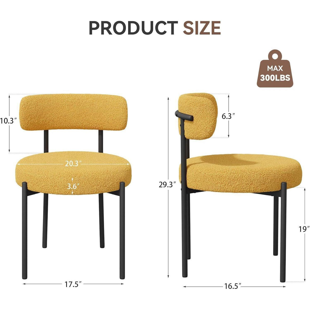 6 Esszimmerstühle Bouclé Stoff Creme Weiß Mid-Century Design