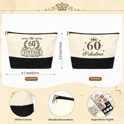 60. Geburtstag Geschenkset Vintage Canvas für Frauen