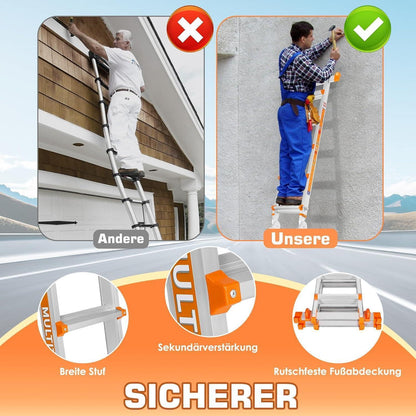 6-Stufen Mehrzweckleiter – Stehleiter & Ausziehleiter 6m