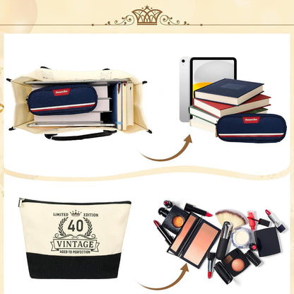 40. Geburtstagsgeschenk für Frauen – Canvas Tasche & Kosmetikset