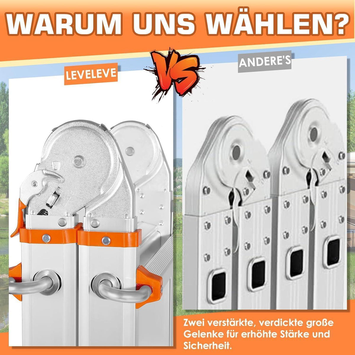 5-Stufen Mehrzweckleiter – Stehleiter & Ausziehleiter 5m